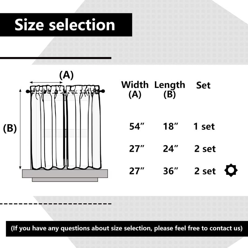 SEEYE Farmhouse Kitchen Curtains Buffalo Plaid - Tiers Curtains for Windows Light Filtering Rod Pocket Thermal Insulated or Home Bedroom Cafe Decor Window Treatments, 27â€ W x 36â€ H-2 Pcs, Black - Image 5